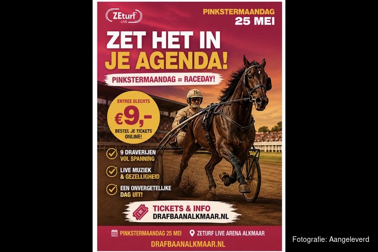 Pinkstermaandag 25 mei spectaculaire draverijen in de Alkmaar ZEturf Live Arena met het Sprintkampioenschap van Nederland