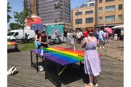 Regenboogkleuren voeren de boventoon bij zonovergoten Pride Walk